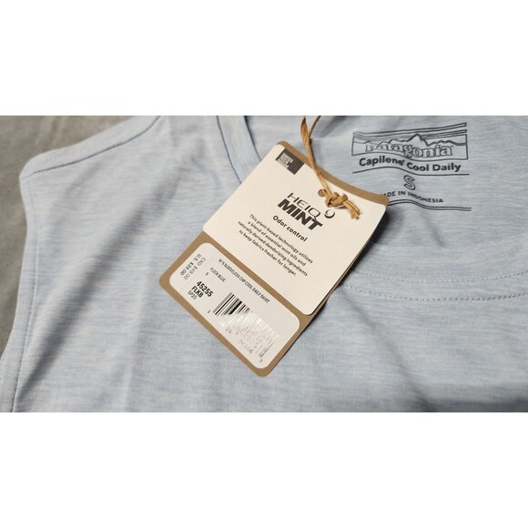Patagonia Men's Small Fleck Blue Sleeveless Cap Cool Daily Shirt NWT - Picture 5 of 9